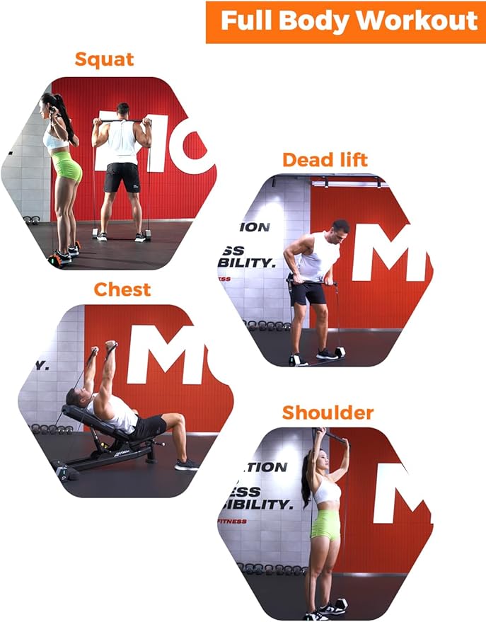 Portable Home Gym 4-Pack Set: Foldable Long Bar, Extension Rope, Stand Base, Storage Bag