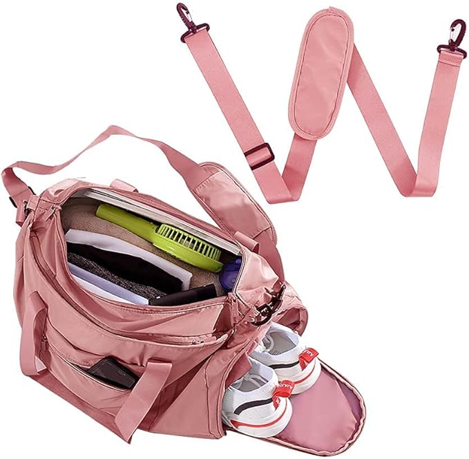 Sports Gym Luggage Travel Bag for Men and Women, Sports Gym Bag, Exercise Duffel Bag, Large Capacity and Light to Carry, Waterproof and Dirt-resistant Foldable Travel Bag ,Gear Pink