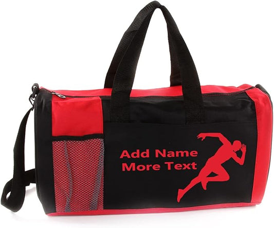 KishKesh Personalized Sport Duffel Bag – Ideal for Track Runner, Gym, Travel, Training & Workout Essential for Male – Durable, Customizable Name & Text for Kids and Adults – Red, 18" X 10" X 8"