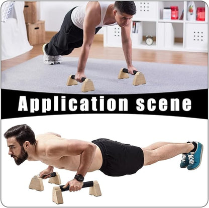 AHANDMAKER Wooden Parallettes Bars for Handstand Training in Natural Bisque Calisthenics Equipment Push Up Bars Dip Stands for Home Gym Strength Training Men Fitness Essentials