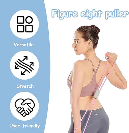 3 Pieces Figure 8 Resistance Band, Saludea Resistance Band with Handles Stretch Fitness Strap for Full-Body Exercise Strength Training Home, Gym (Pink + Purple + Blue)