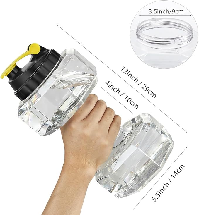 2.2L / 75Oz Dumbbell Shape Water Bottle, PETG Eco-friendly Sports Fitness Exercise Water Jug for Gym, Yoga, Running, Outdoors, Cycling, and Camping