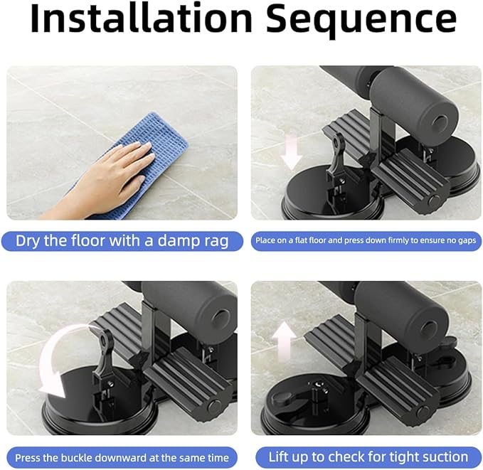 Ab Training Auxiliary Device, Multi-functional Adjustable Ab Trainer, Muscles Full Body Training for Girl and Men, Sit Up Machine, Portable Fitness Equipment for Home & Gym, with 2 Suction Cups and Resistance Band