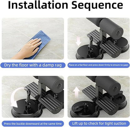 Ab Training Auxiliary Device, Multi-functional Adjustable Ab Trainer, Muscles Full Body Training for Girl and Men, Sit Up Machine, Portable Fitness Equipment for Home & Gym, with 2 Suction Cups and Resistance Band