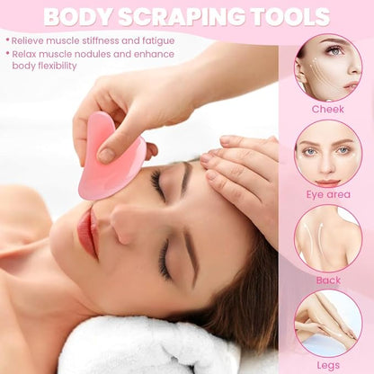 iayokocc 2 Pcs Resin Scraping Tools Kit, Gua Sha Facial Muscle Scraper Massage Tool for Cellulite Trigger Point, Lymphatic Drainage Massager for Body Release Muscle Knot Cellulite Remover