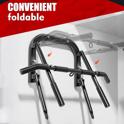 Pull up bar wall mounted Heavy Duty Steel Chin Up Bar for Home Gym Doorway Wall Installation Multi-Function Upper Body Workout Bar for Pull-Ups Chins Ups Push-Ups Strength Training Fitness Equipment for Men Women