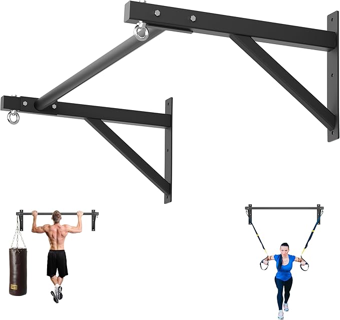 Pull Up Bar Wall Mounted, Heavy Duty 650 lbs Capacity Chin Up Bar, 48" Multi-Grip Strength Training Pull-up Bars, for Home Gym Garage/Backyard Total Body Workout, Ease Of Use Mounting