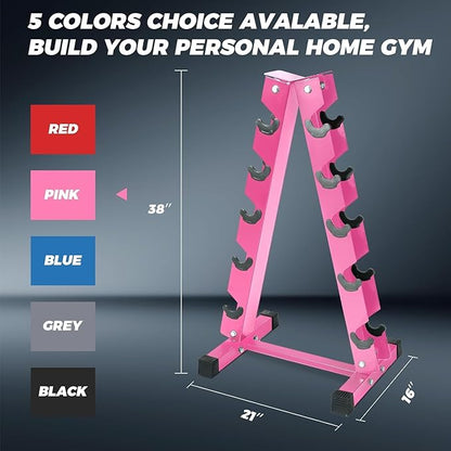 RitFit 250LB/300LB/350LB/550LB/650LB Rubber Hex Dumbbell Sets with Weights Rack, Multiple Color Choices Available, Great Gym Equipment for Home, Strength Training, Workouts