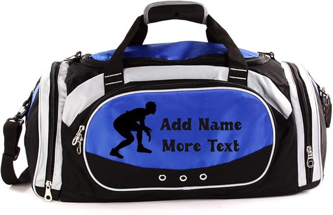 Personalized SportS Duffel Bag With Custom Name & Text - Wrestling Blue