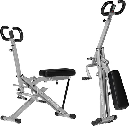 DlandHome Squat Machine, Squat Rowing Machine with Adjustable High-Strength Resistance Band for Home Gym, Foldable Leg Glute Trainer for Full Body 330lbs