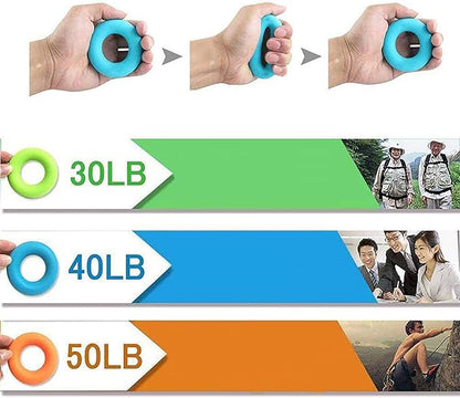 4 Pack Hand Grip Strengthener Rings Finger Exerciser Grip Strength Trainer Silicone Squeezer Gripper for Muscle Strengthening Training Forearm Grip Workout Stress Relief Rehabilitation 30LB-60LB