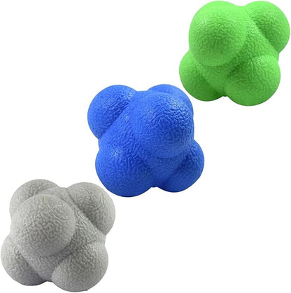 AIRLAXER Reaction Ball,Reflex Ball for Hand Eye Coordination Training,2.83 inch,Pack of 3-Blue,Grey,Green.