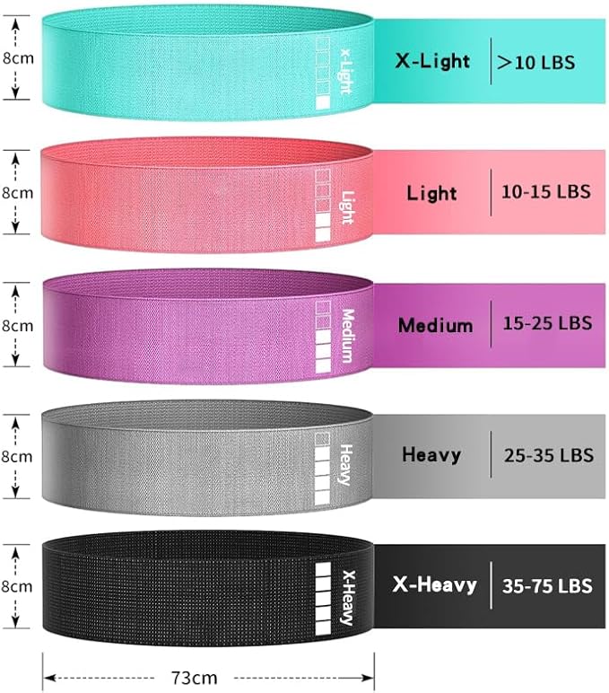 Premium Fabric Resistance Bands Set for Women (3-Pack or 6-Pack) – Non-Slip Workout Bands for Glutes, Legs & Hips – Elastic Booty Bands with Carry Bag, Ideal for Home Fitness, Yoga & Pilates