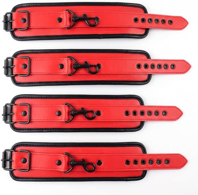 Spreader Bar Heavy Duty Stainless Steel Expandable Bar Home Gym with 4pcs Furry Crocodile Red Adjustable Strap,Sports Aid Training Pilates Aid Kit,Indoor Yoga Set