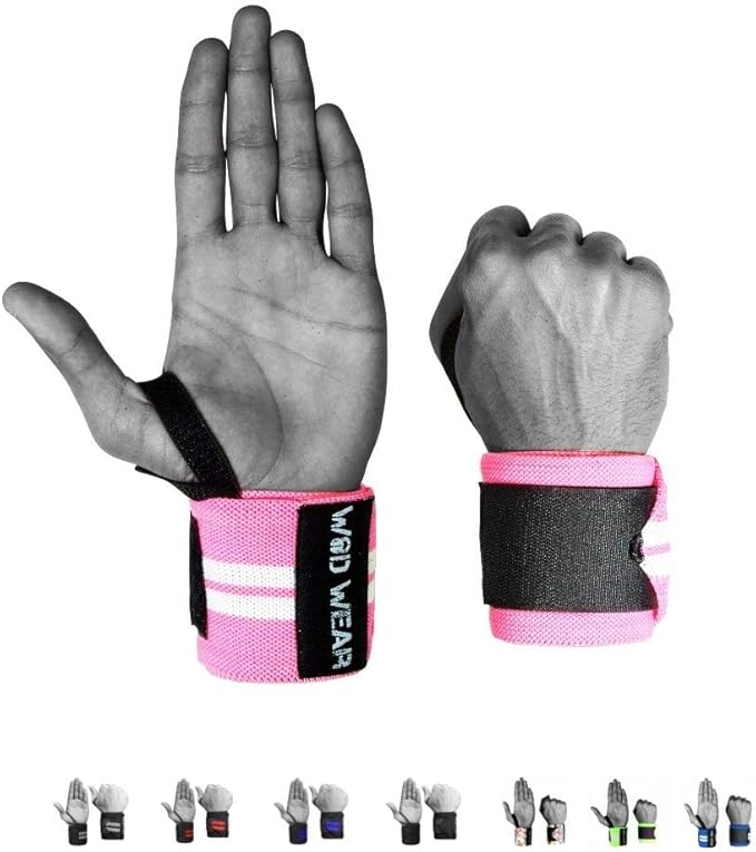 Elastic Wrist Wraps for Powerlifting, Strength Training, Bodybuilding, Cross Training, Olympic Weightlifting, Yoga Support - One Size Fits All