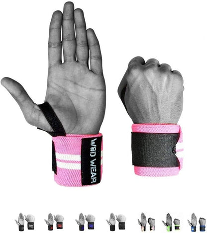 Elastic Wrist Wraps for Powerlifting, Strength Training, Bodybuilding, Cross Training, Olympic Weightlifting, Yoga Support - One Size Fits All