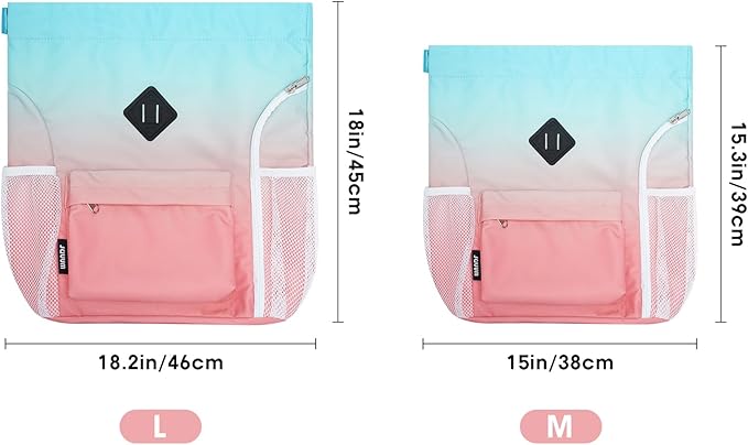 WANDF Drawstring Backpack Sports Gym Bag with Shoes Compartment, Water-Resistant String Backpack Cinch for Women Men (Small,Red-Green Gradient)
