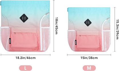 WANDF Drawstring Backpack Sports Gym Bag with Shoes Compartment, Water-Resistant String Backpack Cinch for Women Men (Small,Red-Green Gradient)