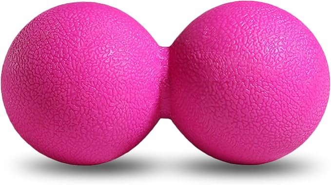 GOGO Peanut Massage Ball for Myofascial Release, Hot Pink Double Lacrosse Fascia Balls for Back Feet Trigger Point Therapy, Deep Tissue