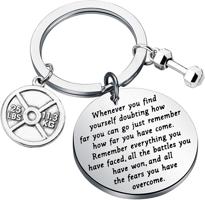 Lywjyb Birdgot Fitness Keychain Weightlifting Sports Keychain Inspirational Dumbbell Workout Keychain
