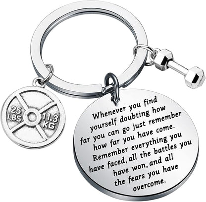 Lywjyb Birdgot Fitness Keychain Weightlifting Sports Keychain Inspirational Dumbbell Workout Keychain