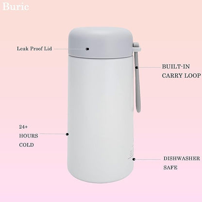 9oz Water Bottle Small Double Wall Insulated Mug,304 Stainless Steel for Hot&Cold Drinks,Leak Proof Water Bottle Vacuum Insulation with Carry Handle Beige