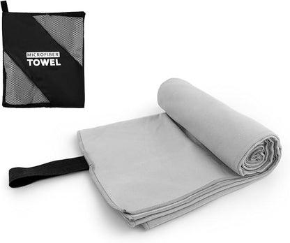 Travel Body Towel L Size Microfiber Quick Dry Lightweight for Men Women Camping Hiking Beach Swimming Pool Hot Yoga Mat Towels(Light Grey, 1 Pack L)
