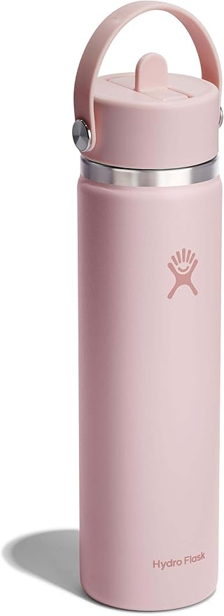 Hydro Flask Water Bottle - Insulated Stainless Steel - Wide Straw Lid, Non Spill, Leakproof in 24 Oz Trillium Pink