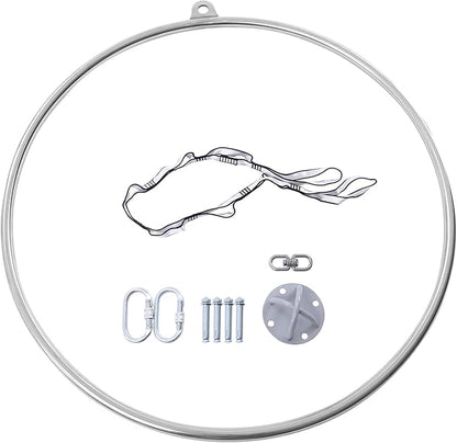 LYNICESHOP Complete Professional Aerial Hoop Kit, 115 kg/253 lbs Heavy-Duty Aerial Lyra with Certified Strength Test, 210 Stainless Steel Aerial Hoop for Dance, Acrobatics & Fitness Training