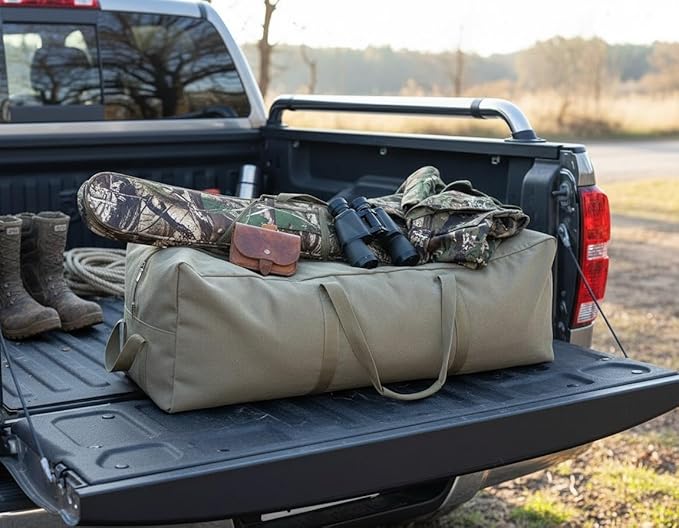 Extra Large Canvas Travel Duffle Bag Heavy Duty, Sports Military Travel Camping Tent Storage Army green