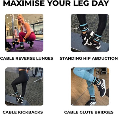 Ankle Straps for Cable Machines Women, Glute Kickback Cable Machine Attachments, Gym Ankle Cuffs, Wrist Cuffs for Workout, Leg Training Accessory, Fitness Gear for Home or Gym