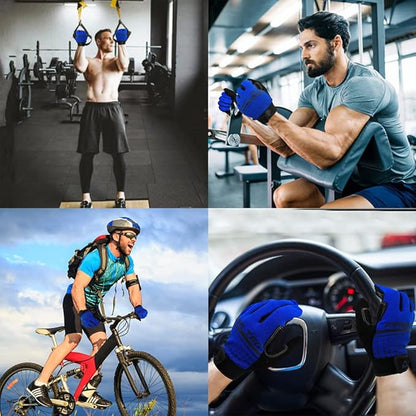 Full Finger Workout Gloves Weight Lifting Touchscreen for Men Women with Padding, Full Hand Gym Exercise Gloves Male Female, Non Slip Fitness Gloves Extra Grip for Cycling Climbing Hiking