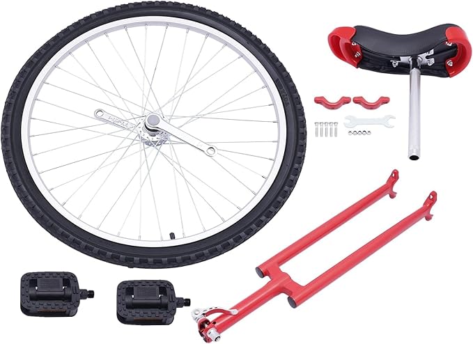 16/24 Inch Wheel Unicycle with Steel Rim, Unicycle Electric Wheel Skidproof Mountain Tire Cycling Sports Exercise with Adjustable Seat, Adults Kids Outdoor Sports Fitness Exercise Tool