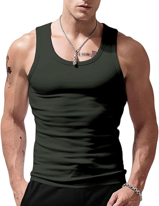 Men's Stringer Tank Tops Cotton Vest Sleeveless Gym Workout Bodybuilding Fitness Muscle T Shirts