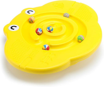 Kids Maze Balance Board Plastic Wobble Rocker Balance Board with Mini Balls Load 170lb for Balancing Exercise Equipment Game Boys Girls Physical Therapy 18.5 x 14.57 Inch(Yellow,Cute)