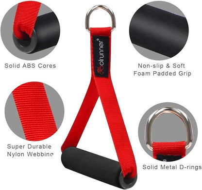 Coolrunner 2 Pair Resistance Band Handles Grips Fitness Strap Wide Design Heavy Duty Cable Handles with Solid ABS Cores, Heavy Gauge Welded D-Rings (4-Piece Set)
