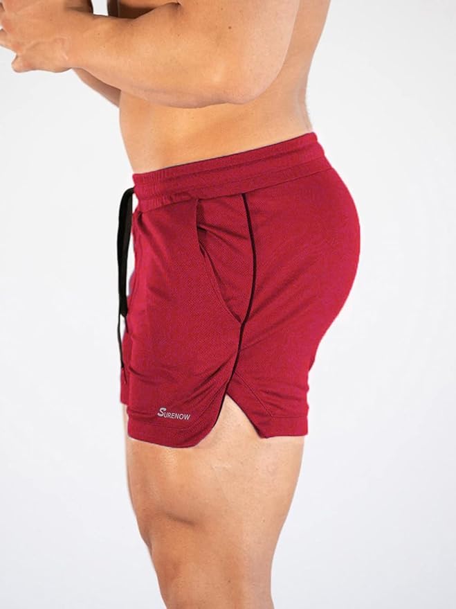 Surenow Mens Running Gym Shorts 3 Inch Breathable Lightweight Athletic Sport Shorts Training Workout Shorts with Pockets