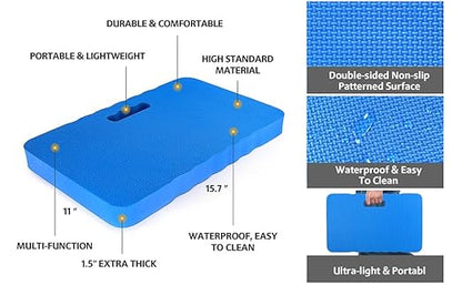 HOOPLE Extra Thick Kneeling Pad 1.5 Inch, Large Foam Kneeling Cushion for Gardening, Bathing, Exercise, Yoga & Garage Work, Waterproof Comfort Knee Mat for Gardeners & Home Use, Blue 17.5 x 11 x 1.5 Inches