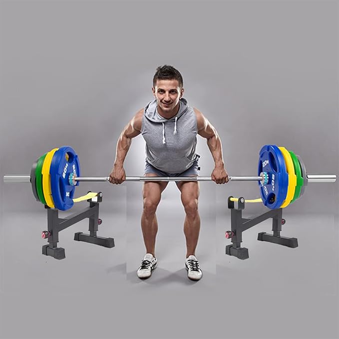2 Stand Quiet Deadlift Barbell Elevation Stand…