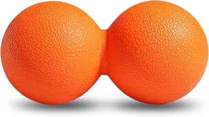 GOGO Peanut Massage Ball for Myofascial Release, Orange Double Lacrosse Fascia Balls for Back Feet Trigger Point Therapy, Deep Tissue
