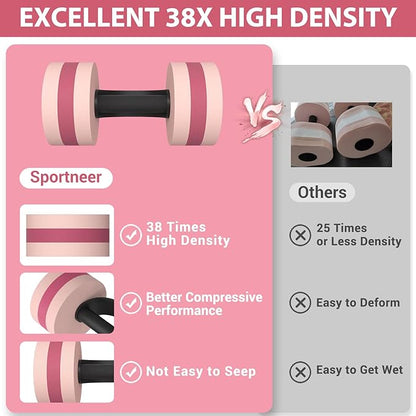 Sportneer Water Weights Aquatic Exercise Dumbbells Water Dumbbell Aerobics Workouts Set of 2 EVA Foam Pool Weights Dumbbells Set Aqua Fitness Barbells Equipment for Water Aerobics Weight Loss