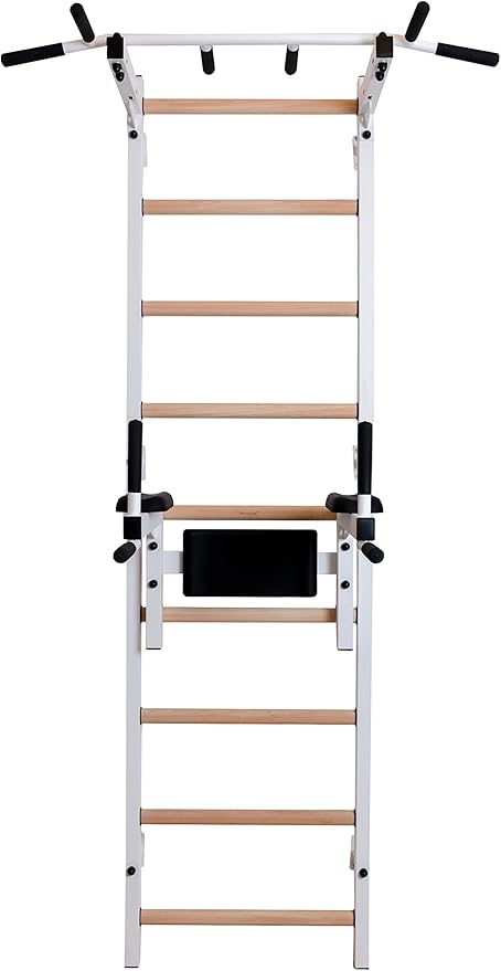 Wooden Swedish Ladder Wall Stall Bar - Indoor Chin Up Bar Workout Equipment for Home Exercise, Physical Therapy, Gymnastics, Fitness