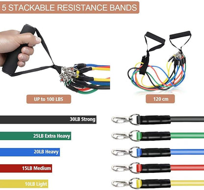 Resistance Band Set for Men and Women - Portable Strength Training Equipment for Arms and Legs w/Door Anchor & Carry Bag