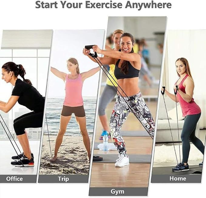 Resistance Exercise Band with Handles, Workout Band Weight Band for Physical Therapy,Strength Training Home Gym Fitness,with Door Anchor & Storage Bag.