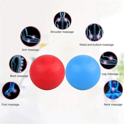 WOVTE 2 Pack Silicone Massage Lacrosse Balls for Sore Muscles, Shoulders, Neck, Back, Foot, Body, Deep Tissue, Myofascial Release, Trigger Point Therapy, Muscle Knots and Yoga Therapy (Blue Red)