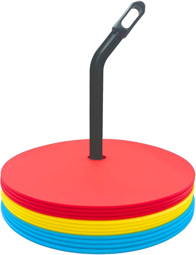 LEZER 6 Inch 8 Inch Flat Cones, Spot Markers, Soccer Cones, Field Court Markers, Sit Spots, Flat Discs, Soccer Training Equipment, Agility Practice, Football, Made in Taiwan