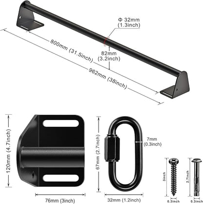 SELEWARE Fully Welded Heavy Duty Pull Up Bar Wall Mount Chin Up Bar for Doorway, Beam & Joist | Mounted Pull Up Bar with Resistance Band Hooks, Supports 440 lb Capacity