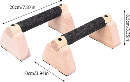 Push Up Bar - Solid Wood 30cm | 2 PCS Solid Beech Wooden Parallettes | 2X Workout Equipment, Home Gym Accessories With Wöoden Grips For Strength Training, Calisthenics