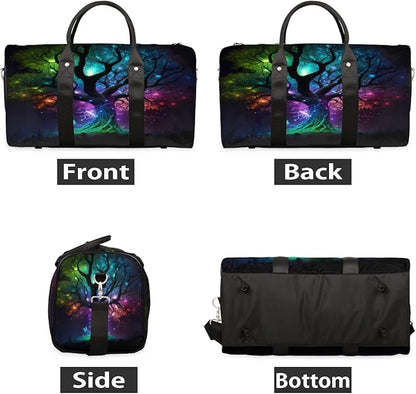 Travel Duffel Bag Tree Of Life Universe Sport Tote Gym Bag Waterproof Foldable Carryon Weekend Overnight Training Handbag Sports Duffle Bags for Women Men Boys Girls