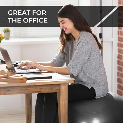Prism Fitness Studio LINE Smart Self-Guided Stability Exercise Medicine Ball for Yoga, Pilates, and Office Ball Chair, Gray